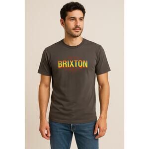 Brixton Tailored Fit Graphic T-Shirt Men’s M Charcoal Gray NWT 100% Cotton